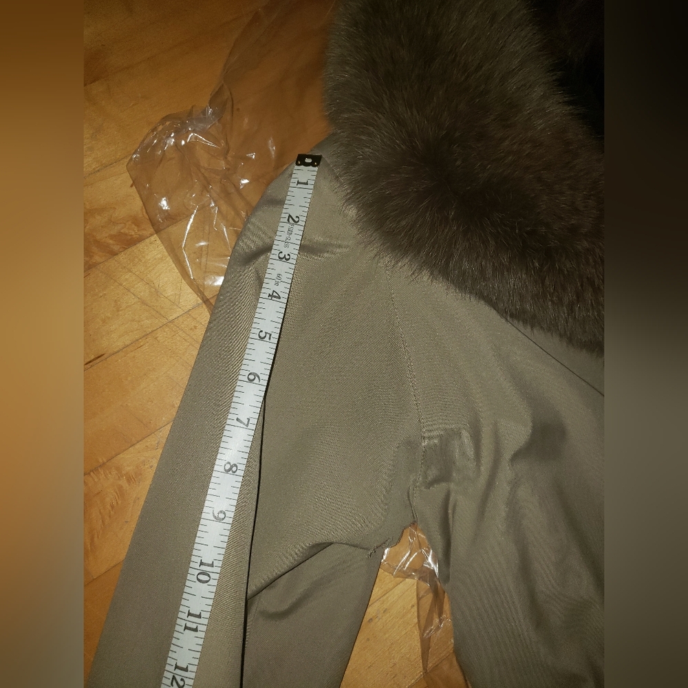 VTG Saks Fifth Avenue fox fur collar sheared fur lining nylon trench coat - Picture 12 of 16